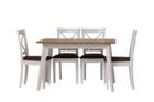 שולחן אוכל נפתח בשילוב צבעים בוק ולבן MILANO ו-4 כיסאות X בצבע לבן